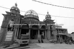 proses pemasangan GRC kubah masjid 6475