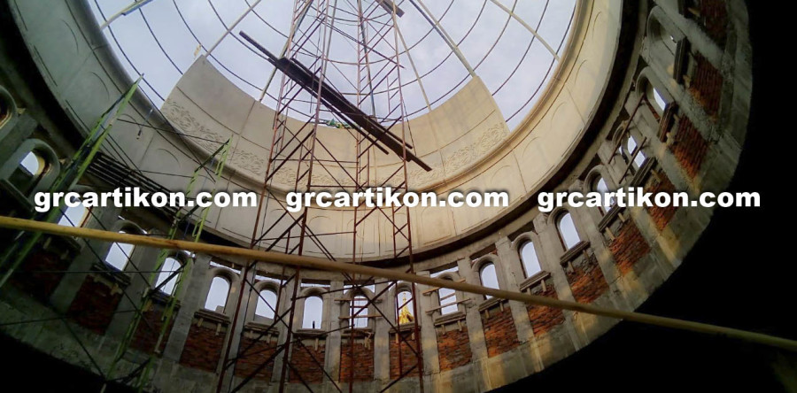 Pemasangan GRC Kubah Masjid