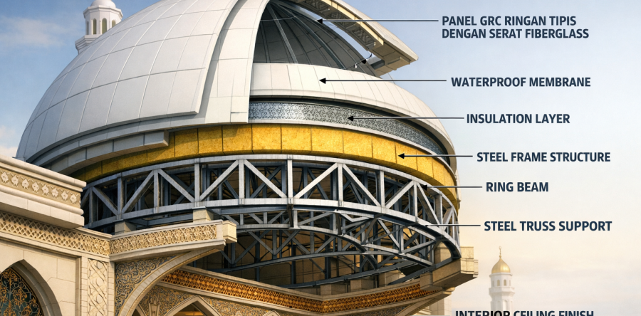 Kubah Masjid GRC: Solusi Modern yang Ringan, Kuat, dan Estetis