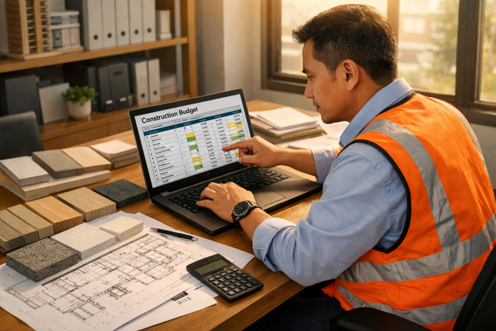 Perencanaan anggaran proyek dengan memasukkan komponen biaya material fasad GRC